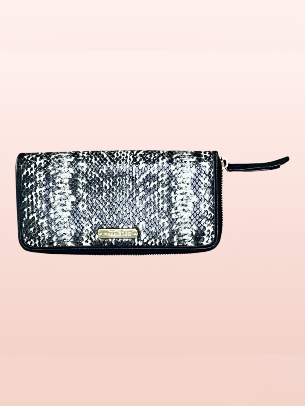 Cole Haan Stylish Snake-Embossed Wristlet Wallet - Black & White